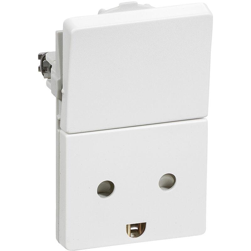 Hvid LK FUGA stikkontakt med jord og afbryder i 1½ modul